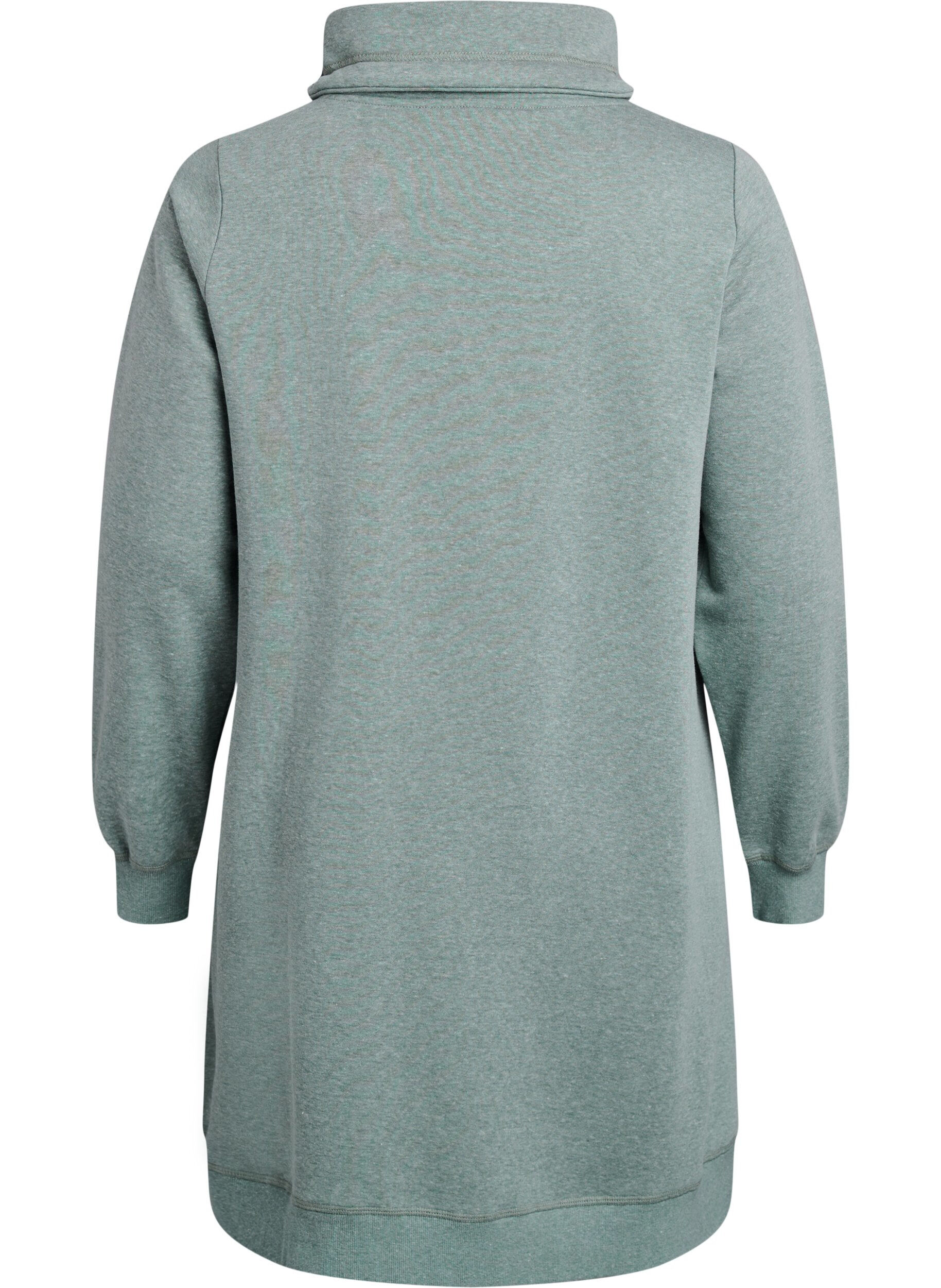 ZizziKort sweatkjole med h&oslash;j krave og lommer, Gr&oslash;n, Packshot image number 1