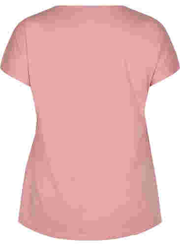 Bomulds t-shirt med printdetaljer, Blush mel Leaf, Packshot image number 1