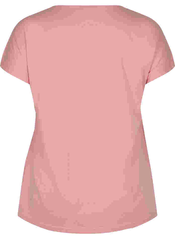 Bomulds t-shirt med printdetaljer, Blush mel Leaf, Packshot image number 1