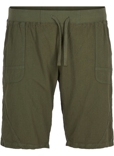 Løse shorts i bomuld, Ivy green, Packshot image number 0