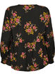 Lang&aelig;rmet bluse med blomsterprint, Sort, Packshot image number 1