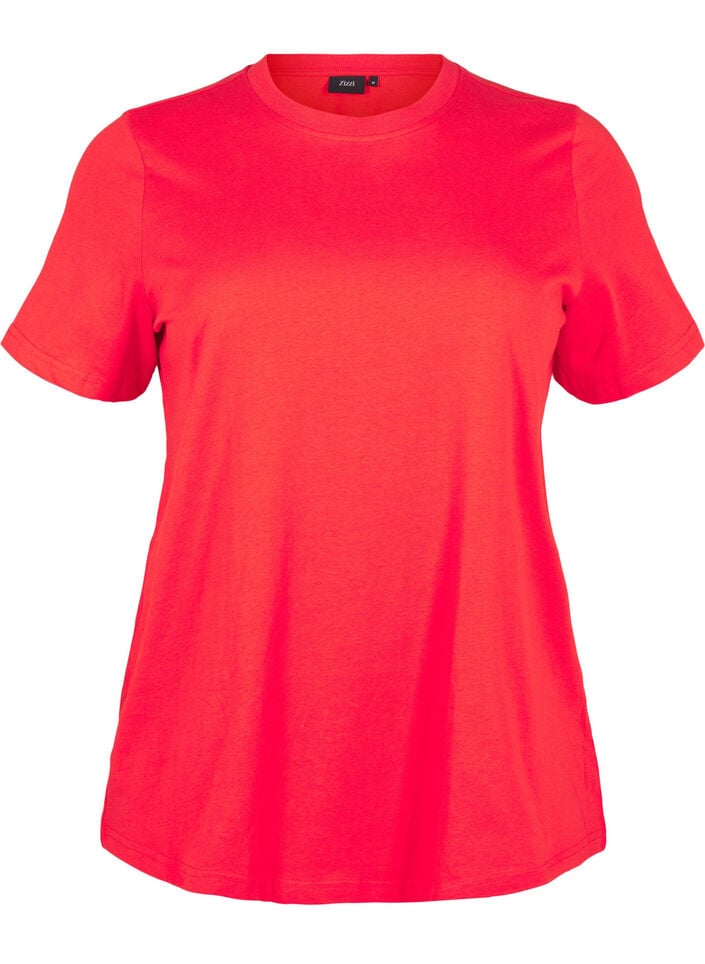 Basis t-shirt i bomuld med rund hals , R&oslash;d, Packshot image number 0