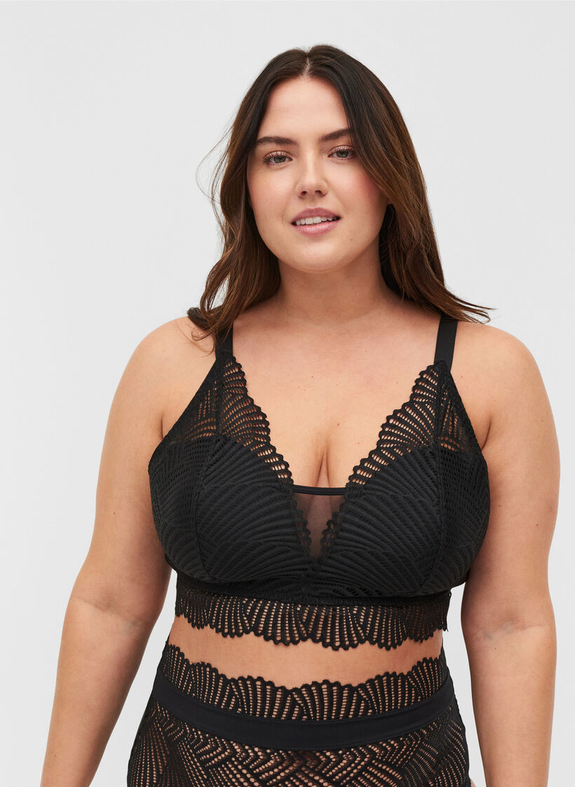 Blonde bralette med bl&oslash;d vattering, Black, Model image number 0