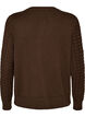 Kabelstrikket cardigan med gyldne knapper, Brun, Packshot image number 1