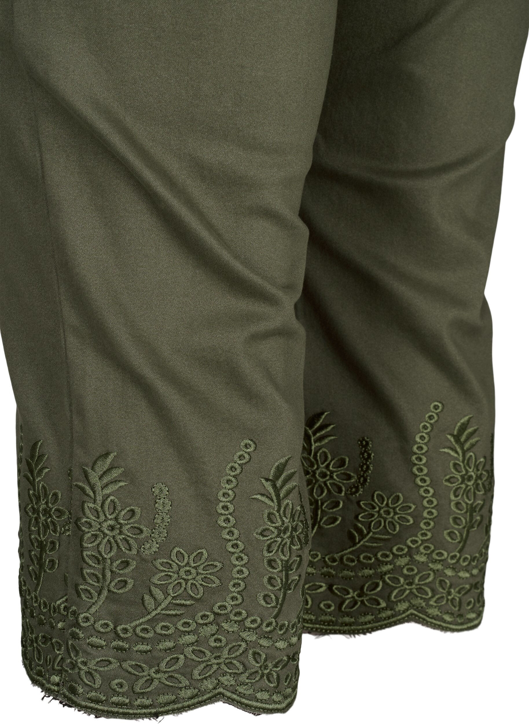 Zizzi Knickers med h&oslash;j talje og broderi anglaise , Dusty Olive, Packshot image number 4
