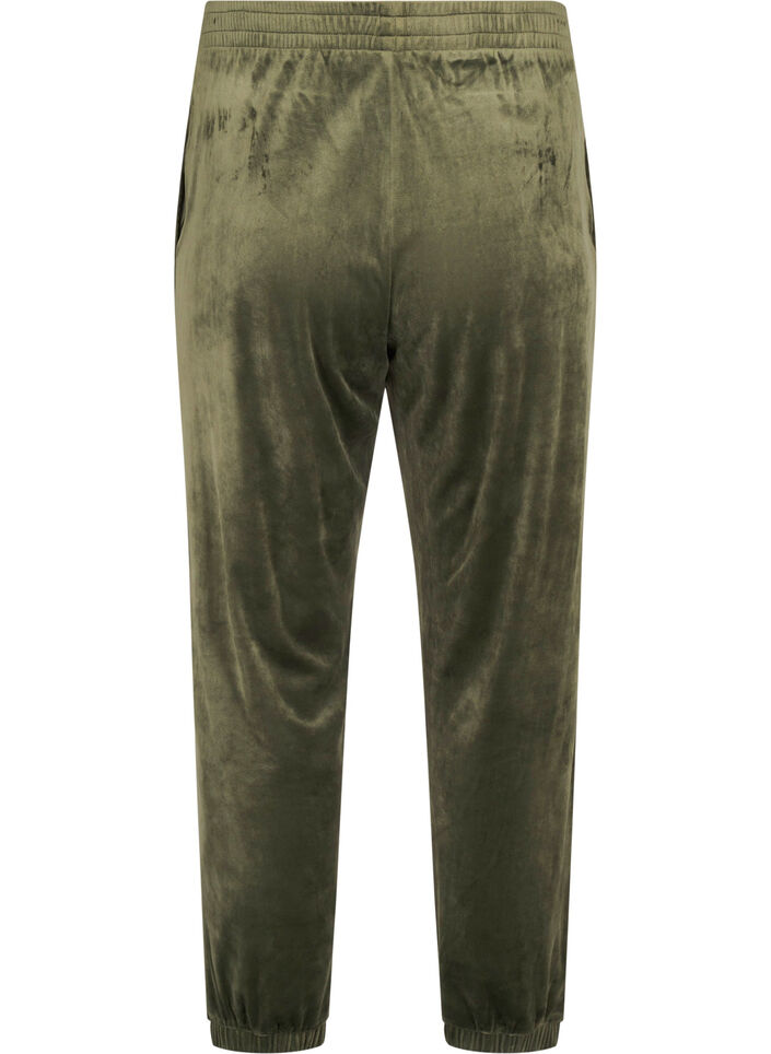 L&oslash;se bukser i velour, Gr&oslash;n, Packshot image number 1