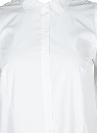 Bomulds skjorte med 3/4 pufærmer, Bright White, Packshot image number 2