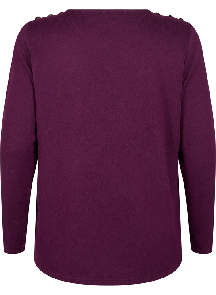 Bluse med pynteknapper , Lilla, Packshot image number 1