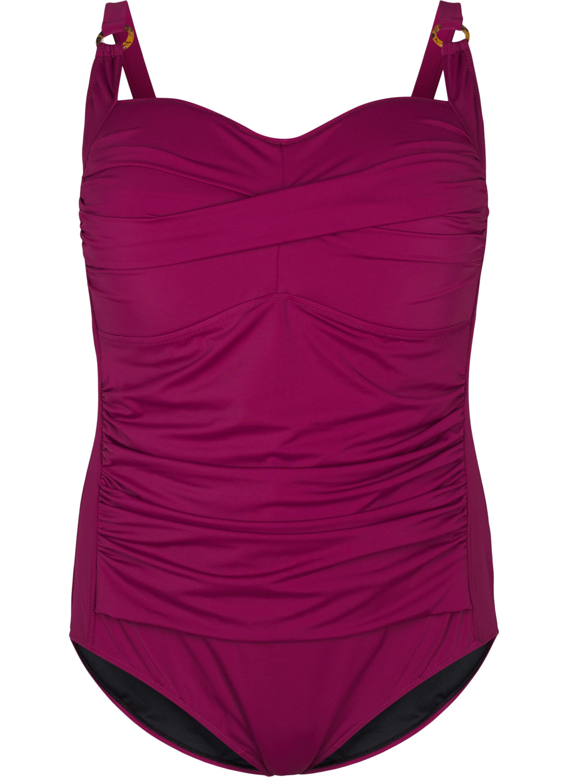 Vatteret badedragt med draperinger