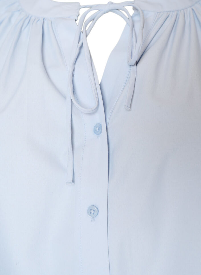 Skjortebluse med knaplukning og bindeb&aring;nd, Bl&aring;, Packshot image number 2