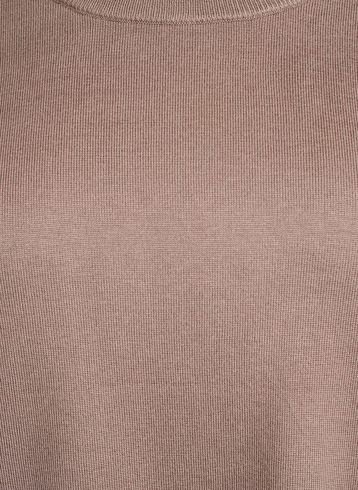 Strikbluse med korte ærmer og små sløjfer, Beige, Packshot image number 2