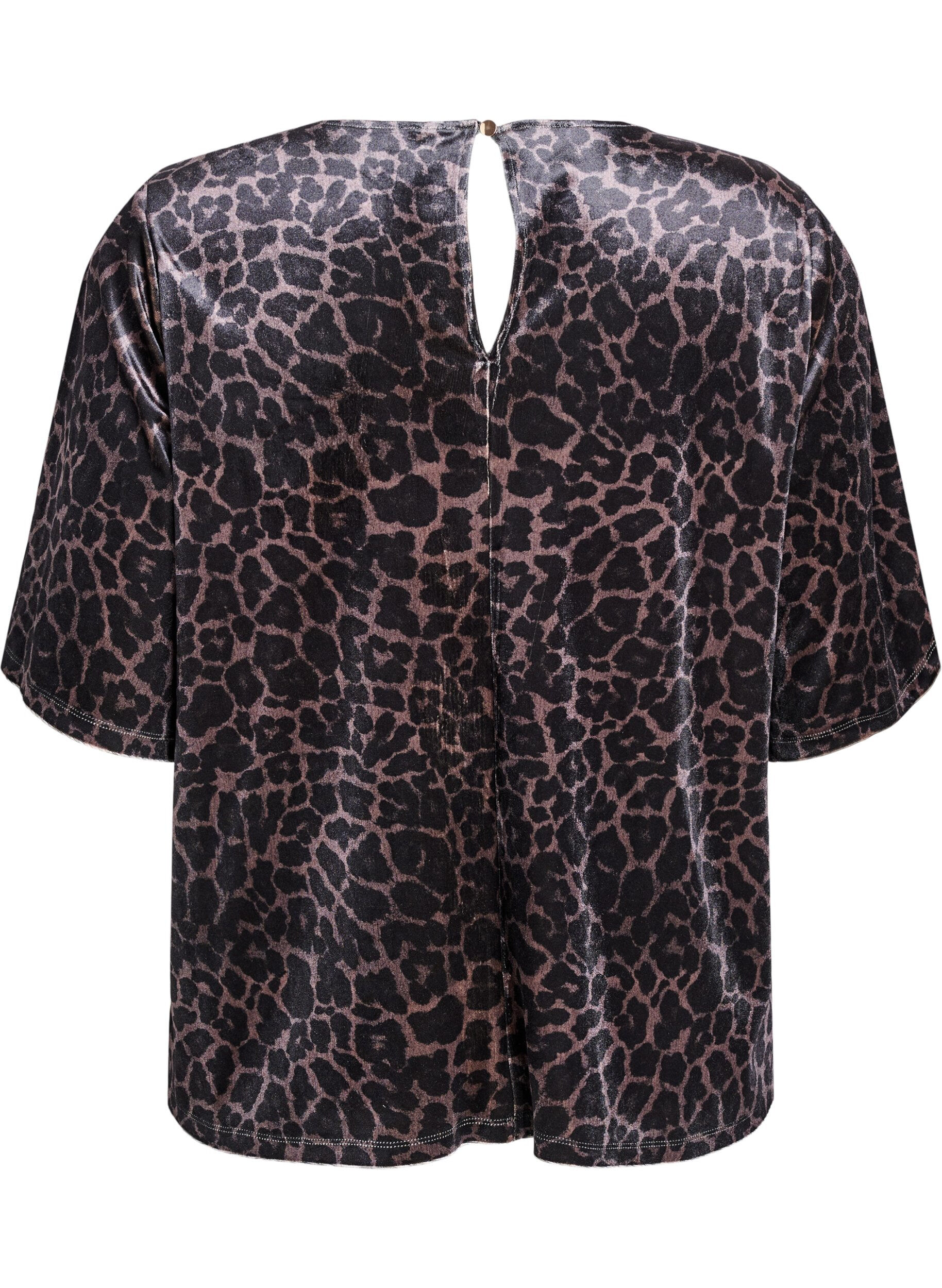 Zizzi Velourtop med korte &aelig;rmer, Brun, Packshot image number 1