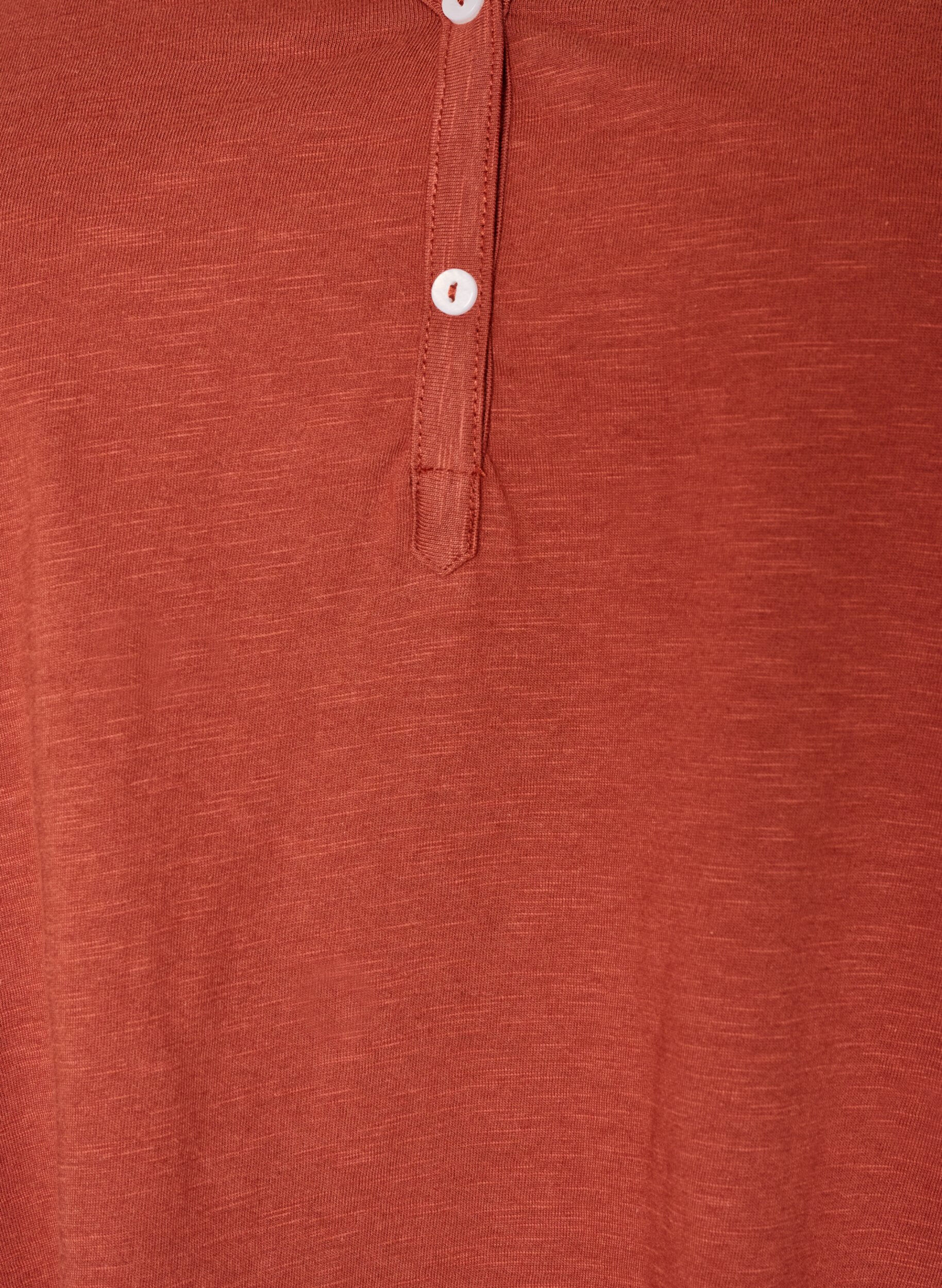 ZizziLang&aelig;rmet t-shirt med V-hals og knapper, Brun, Packshot image number 2