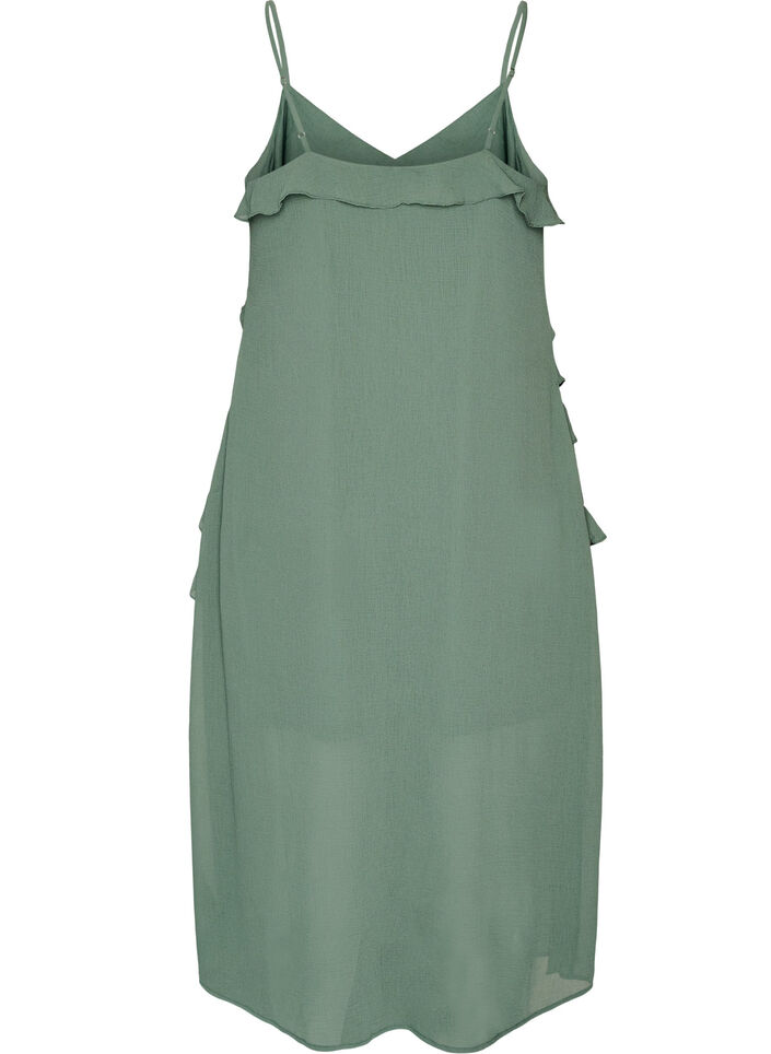 Chiffonkjole med asymmetriske fl&aelig;ser, Gr&oslash;n, Packshot image number 1