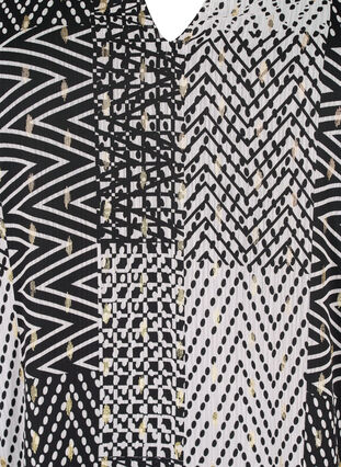 Printet bluse med v-udskæring, Black Graphic Stripe, Packshot image number 2