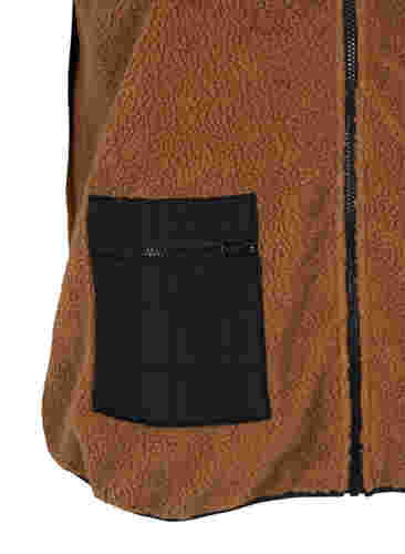 Vest i teddy og quilt , Camel, Packshot image number 3