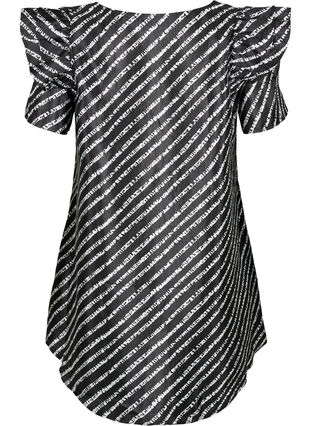Stribet tunika med flæser, Black/White Stripes, Packshot image number 1