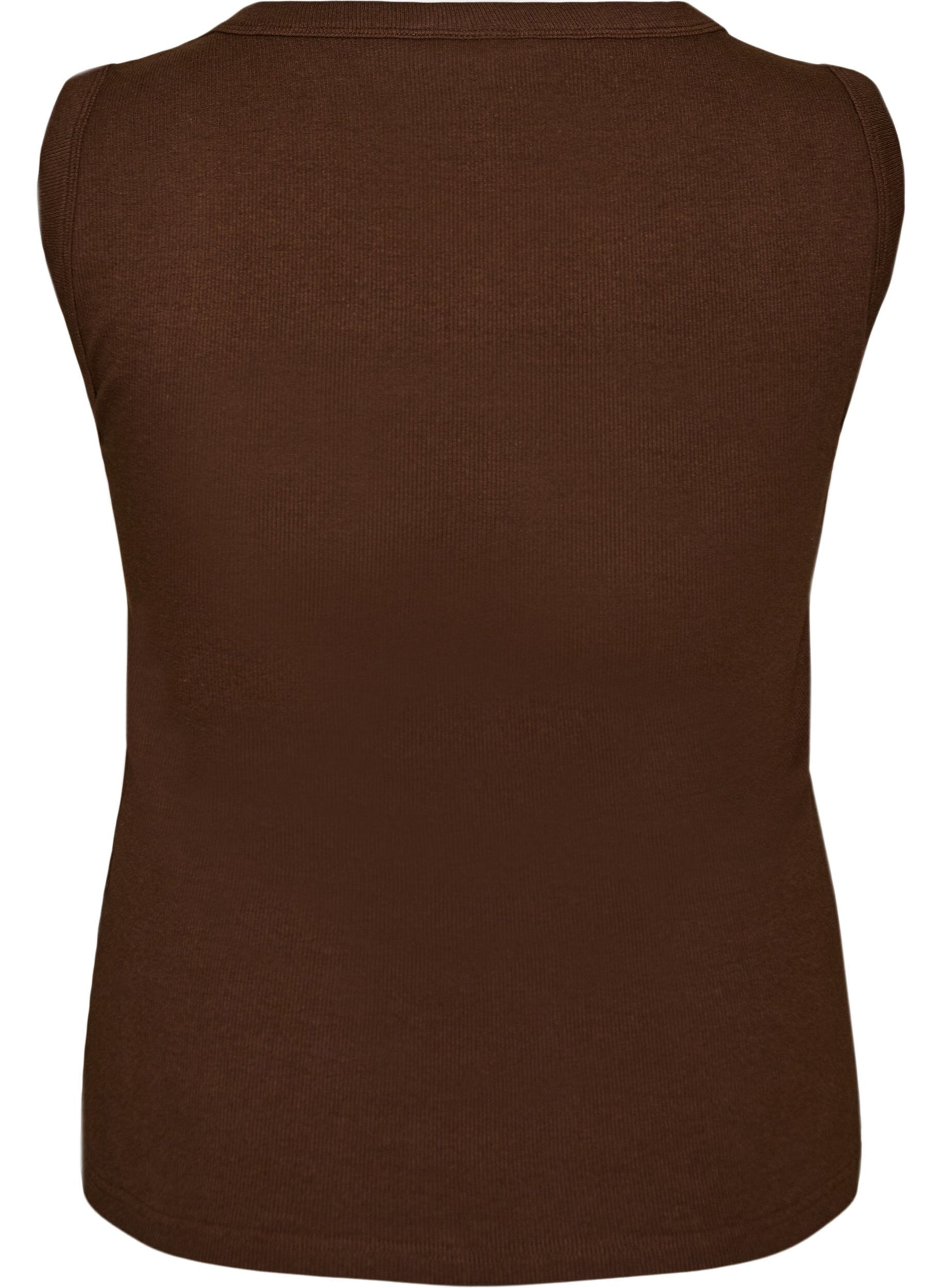 ZizziRibtop med firkantet udsk&aelig;ring, Brun, Packshot image number 1