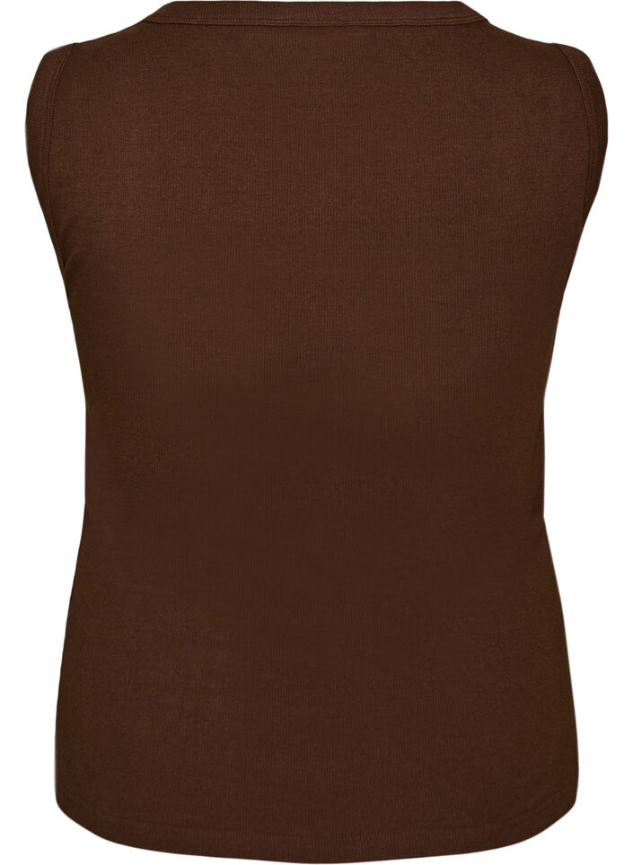 Ribtop med firkantet udsk&aelig;ring, Brun, Packshot image number 1