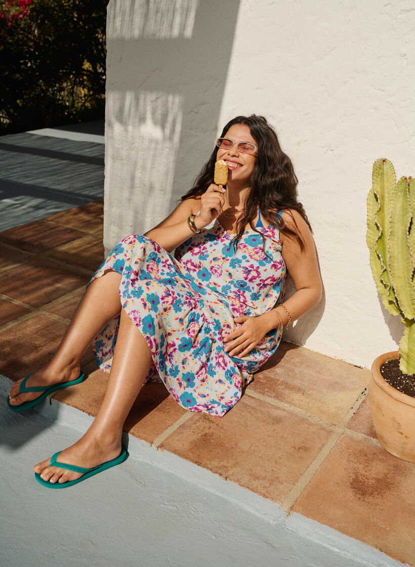 Sommerkjole i viskose med stropper, Multi Flower AOP, Image image number 0