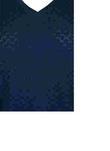 Mønstret strikbluse med v-hals, Navy Blazer, Packshot image number 2