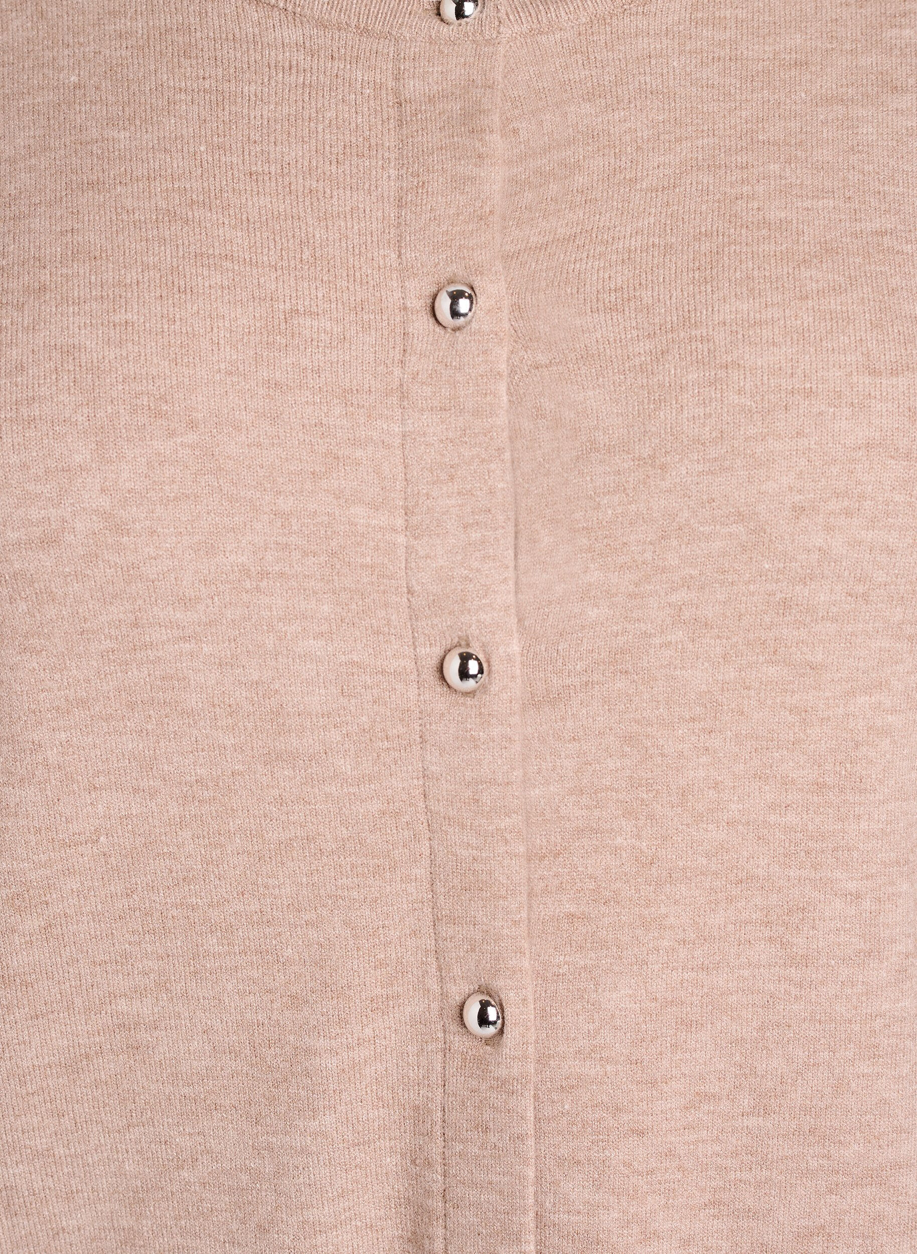Zizzi Cardigan med runde knapper, Beige, Packshot image number 2