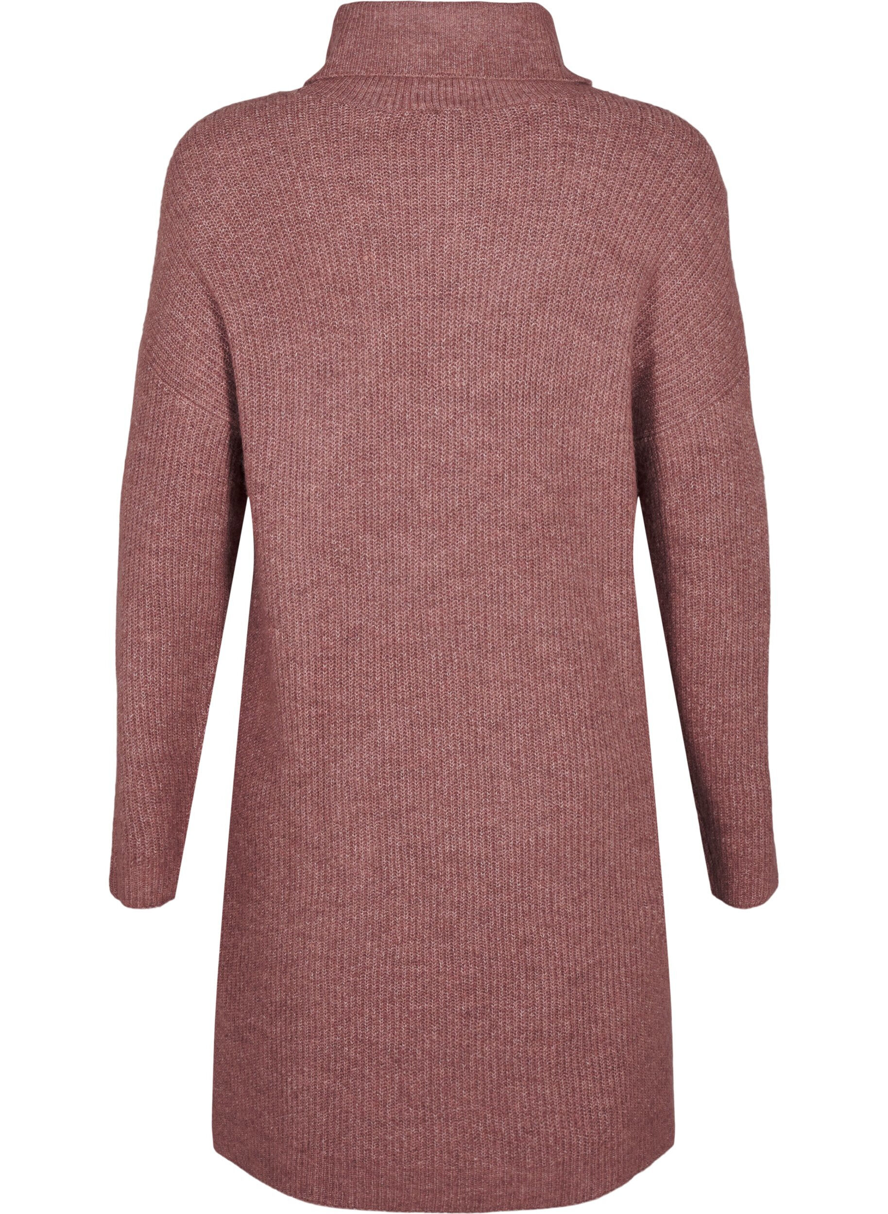 Zizzi FLASH - Strikkjole med rullekrave, Lyser&oslash;d, Packshot image number 1