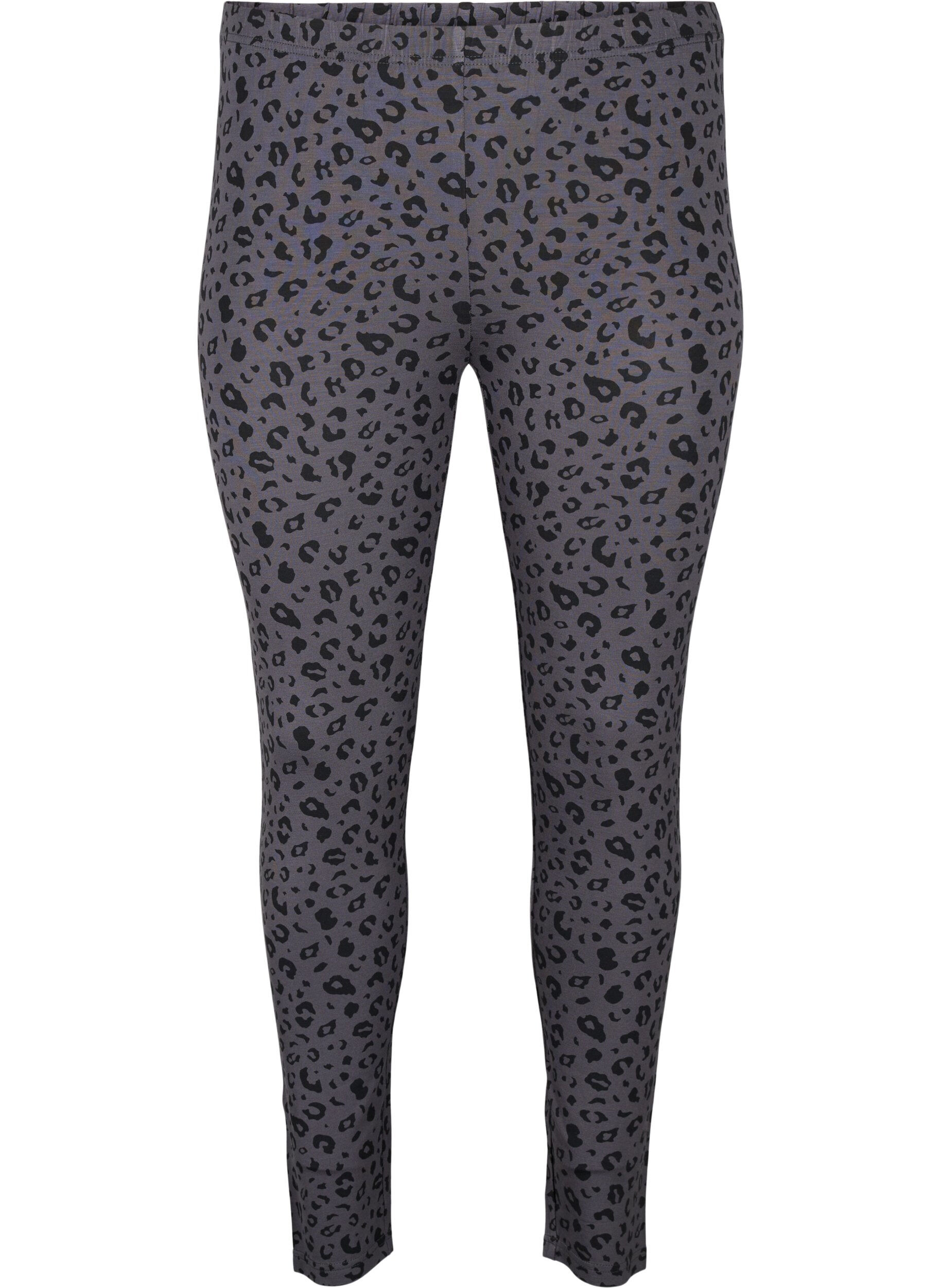 Zizzi Viskose leggings med leo print, Gr&aring;, Packshot image number 0