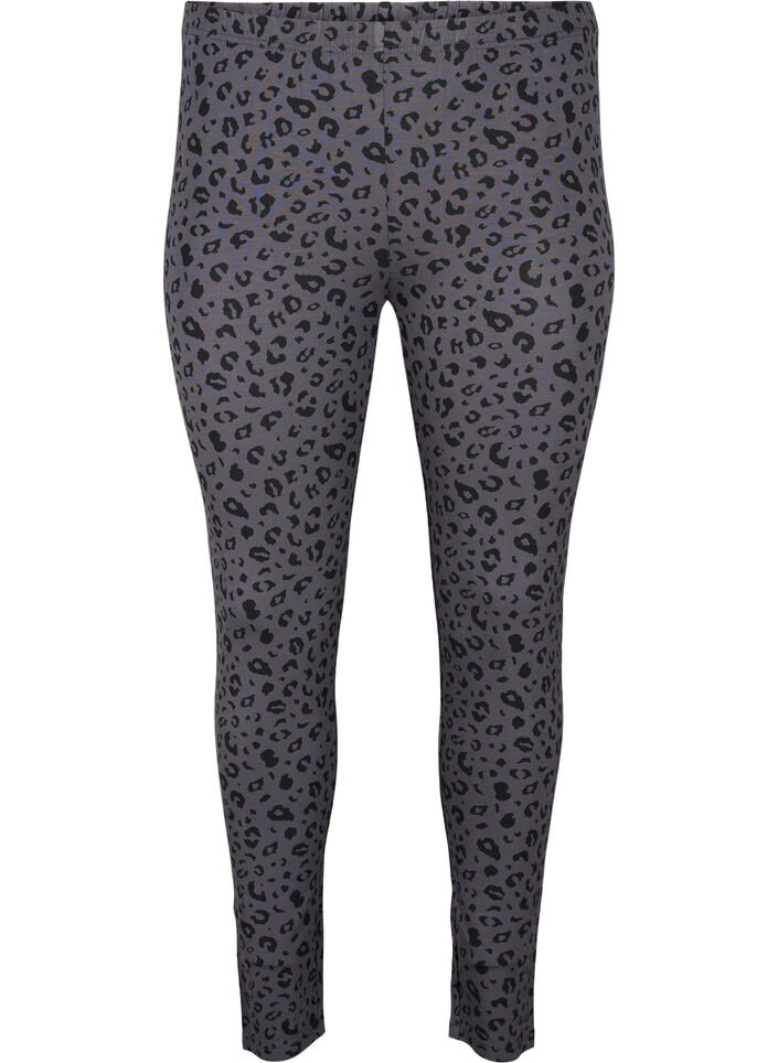 Viskose leggings med leo print, Grå, Packshot image number 0