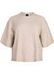 Løs strikbluse med korte ærmer, Beige, Packshot image number 0