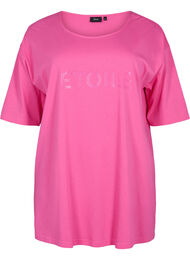 Oversize bomulds t-shirt med tryk, Shocking Pink ÉTOILÉ