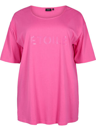 Oversize bomulds t-shirt med tryk, Shocking Pink ÉTOILÉ, Packshot image number 0