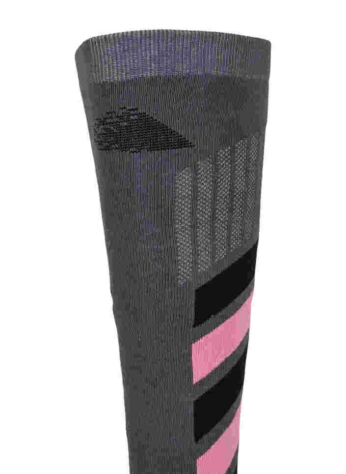 Skistrømper i bomuld, Dark Grey/Sea Pink, Packshot image number 1