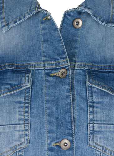 Lys denim jakke med brystlommer, Light blue denim, Packshot image number 3