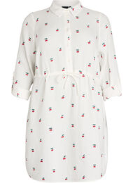 Skjortekjole i bomuldsmusselin med broderede motiver, Vanilla