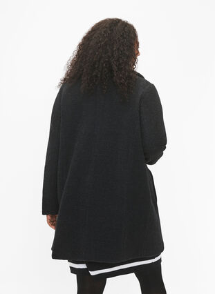Meleret bouclé frakke med lynlås, Black Mel., Model image number 1