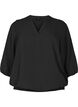 Bluse med smock og 3/4 ærmer, Black, Packshot image number 0