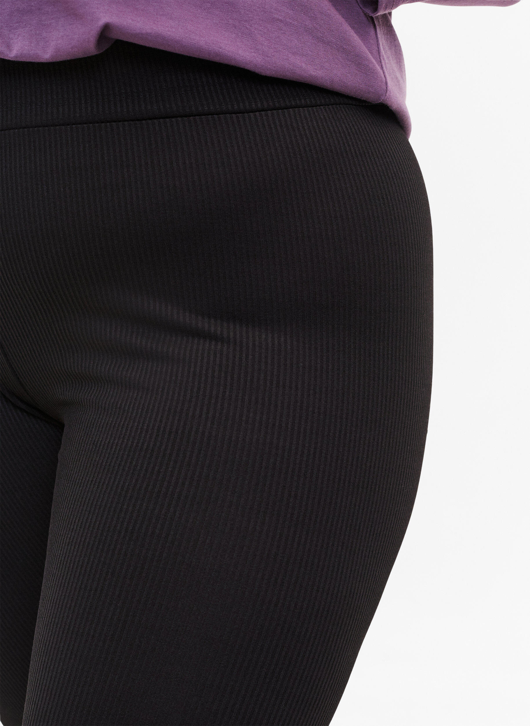 Zizzi Leggings med stretch og ribstruktur, Black, Model image number 1