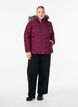 Kort pufferjakke med h&aelig;tte, M&oslash;rk Bordeaux, Model image number 1