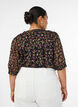 Bluse med blomsterprint og V-udsk&aelig;ring, Sort, Model image number 2
