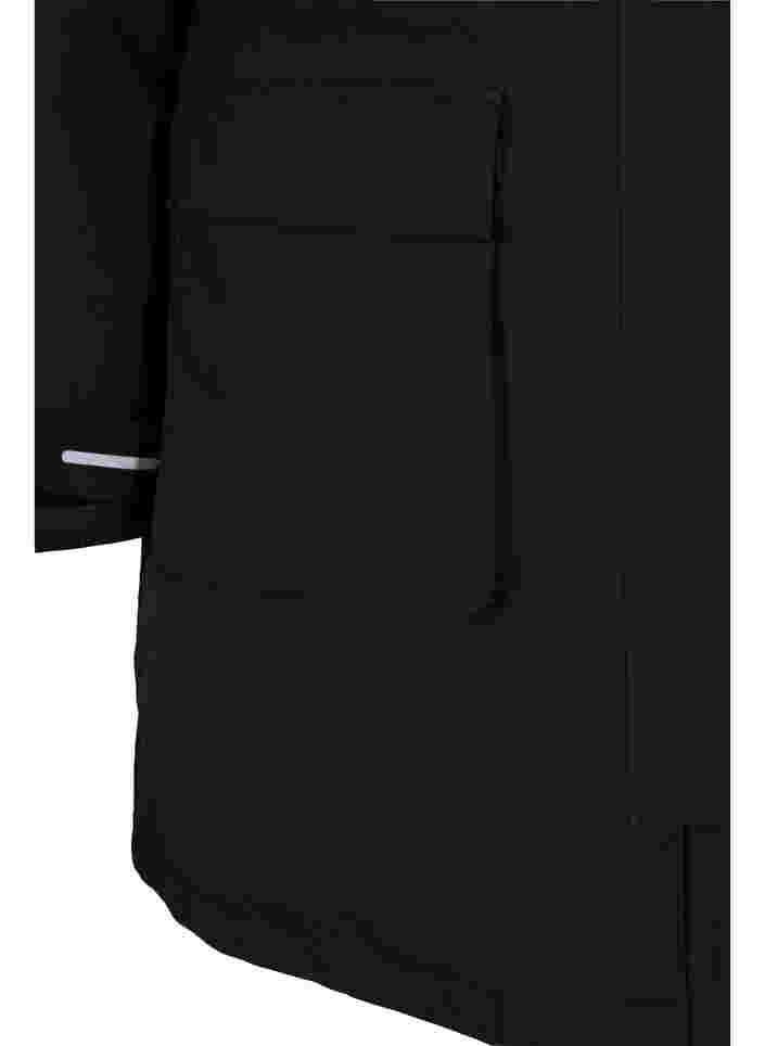 Vinterjakke med aftagelig hætte og lommer, Black, Packshot image number 3