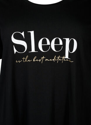 Kortærmet natkjole i økologisk bomuld , Black Sleep, Packshot image number 2