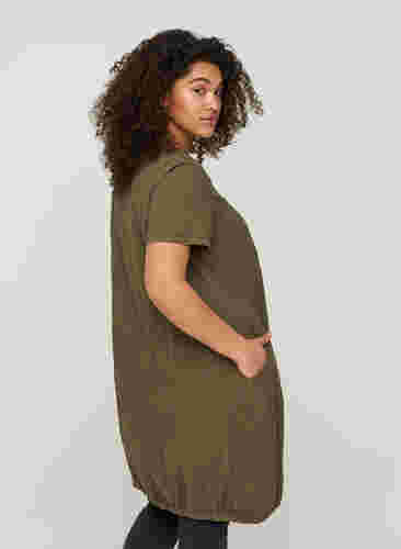 Kortærmet kjole i bomuld, Ivy Green, Model image number 1