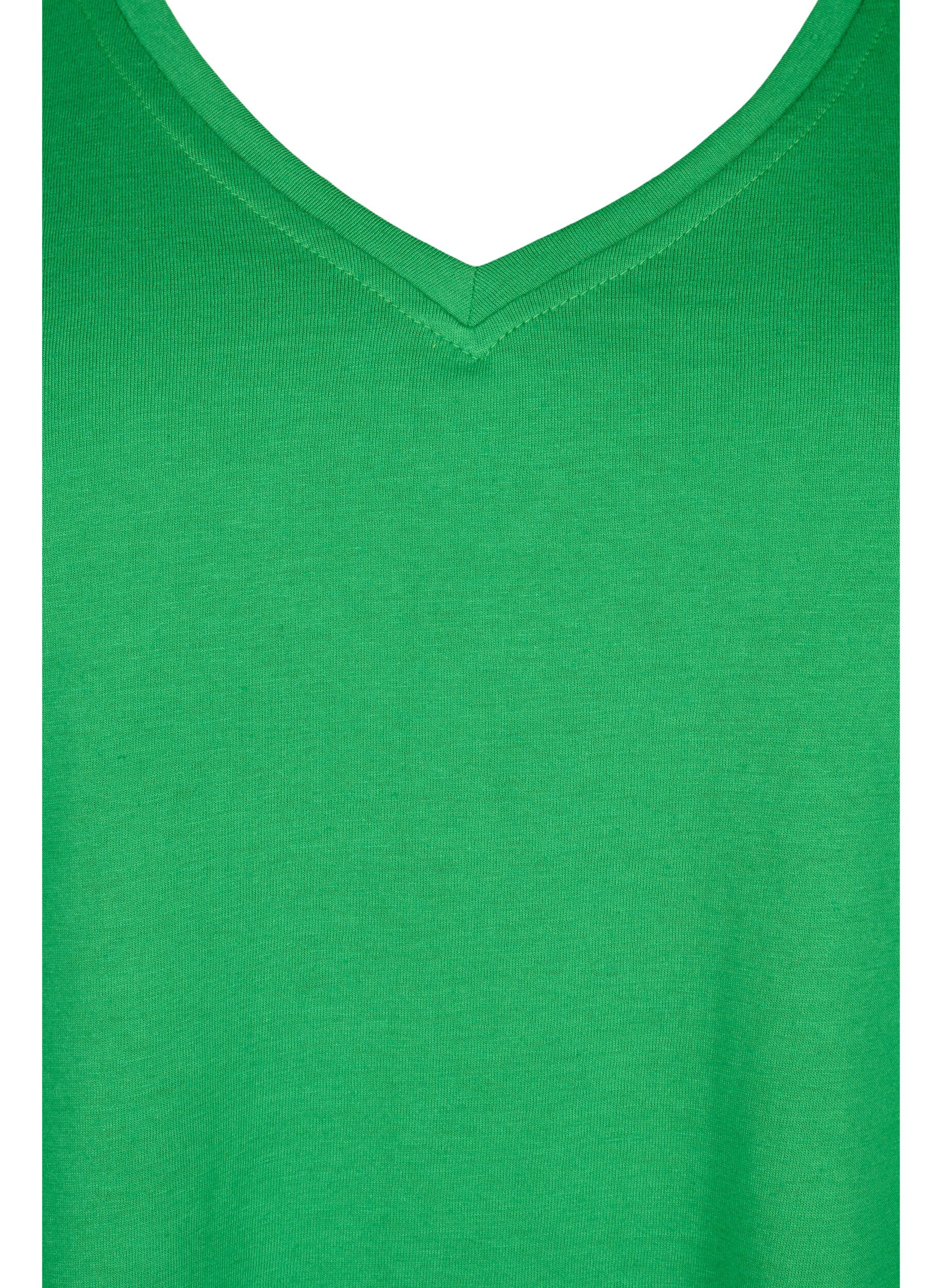 Zizzi FLASH - T-shirt med v-hals, Kelly Green, Packshot image number 2