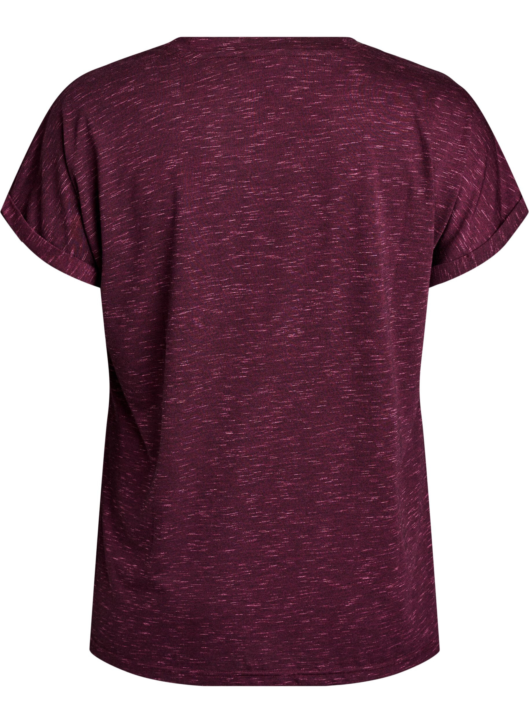 Zizzi L&oslash;s tr&aelig;nings t-shirt med korte &aelig;rmer, M&oslash;rk Bordeaux, Packshot image number 1