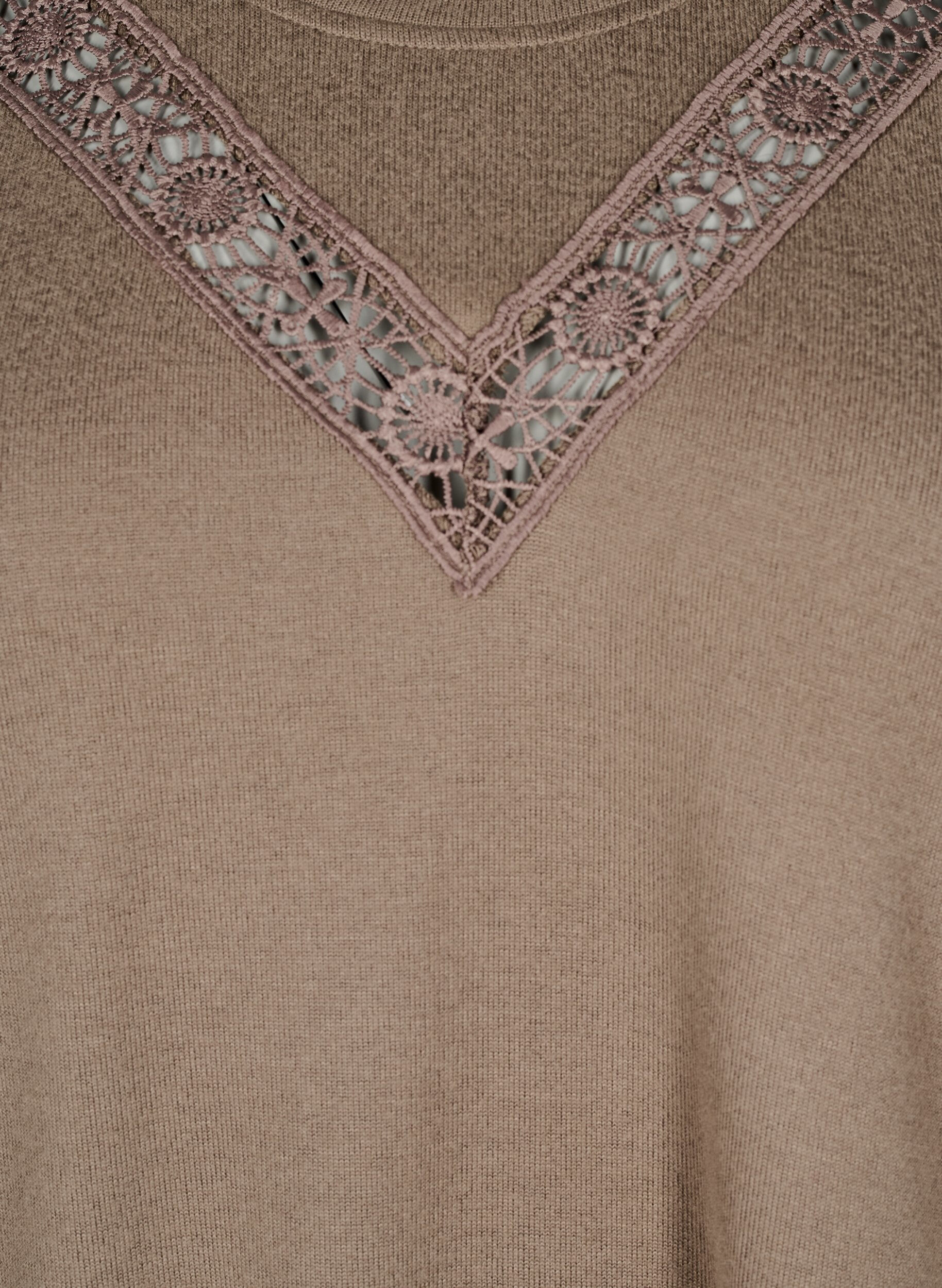 Zizzi Bluse med broderidetaljer og lange &aelig;rmer, Brun, Packshot image number 2