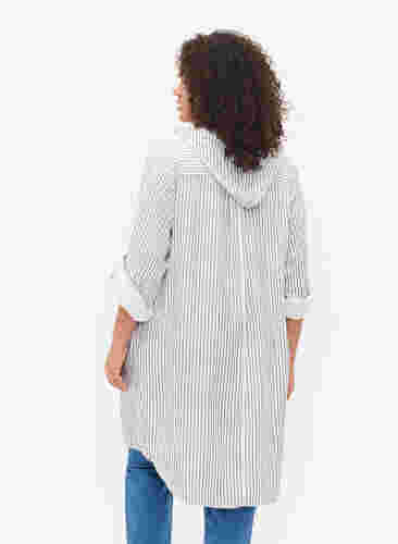 Viskose tunika med hætte, Black/White Stripe, Model image number 1