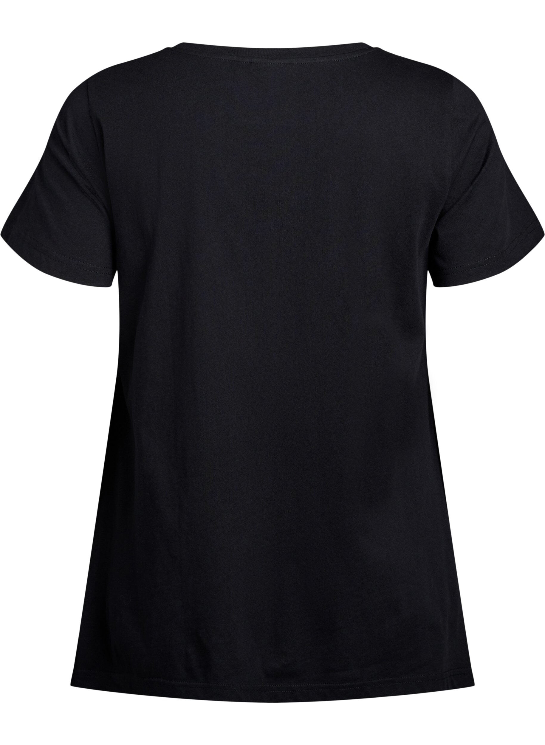 ZizziT-shirt med rund hals og A-facon, Sort, Packshot image number 1