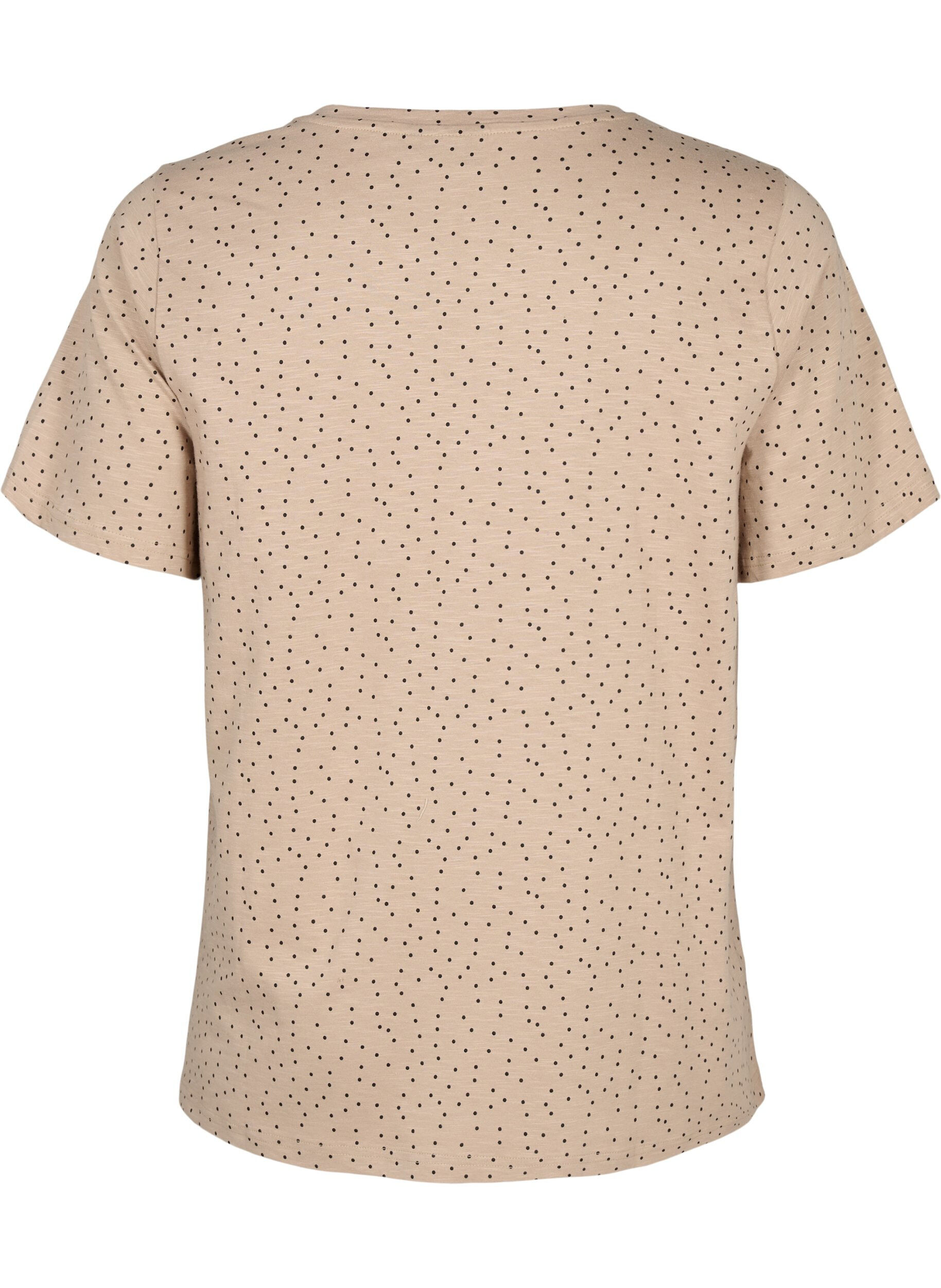 Zizzi T-shirt i &oslash;kologisk bomuld med prikker, Beige, Packshot image number 1