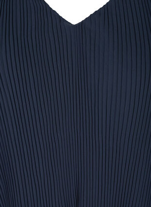 Langærmet plissé bluse med v-hals, Night Sky, Packshot image number 2